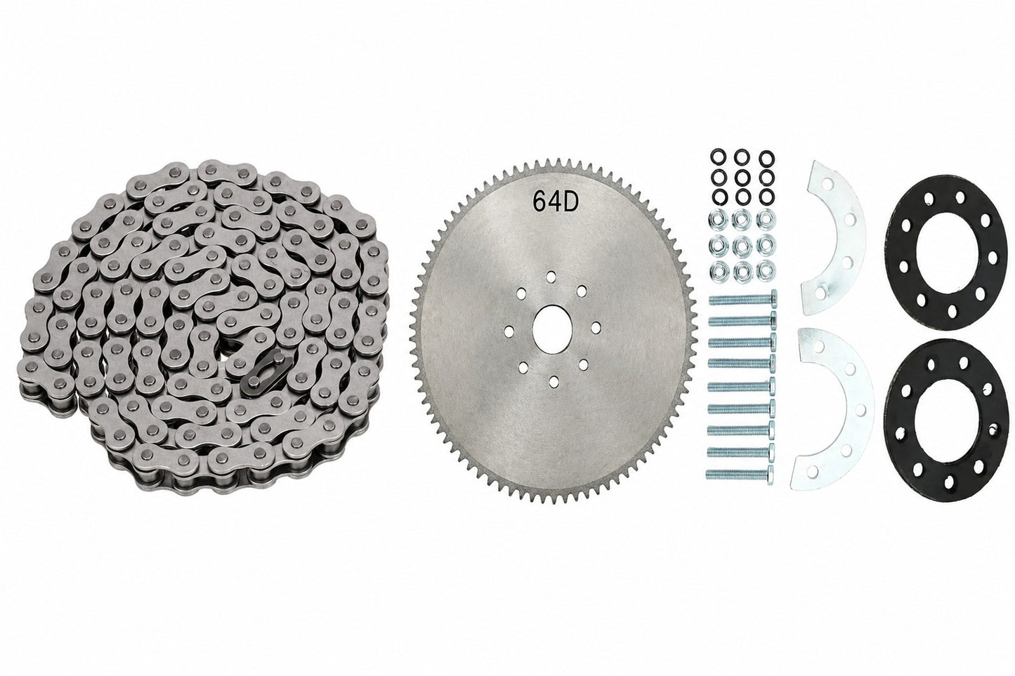 Kit Bicimoto: Cadena Paso 415 + Sprock 64 Dientes + Gomas Estrella Motor 80cc