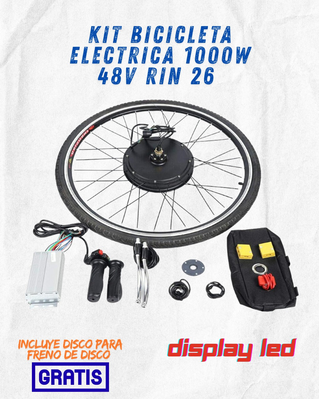 Kit Bicicleta Electrica 1000w 48v Rin 26 Display Led