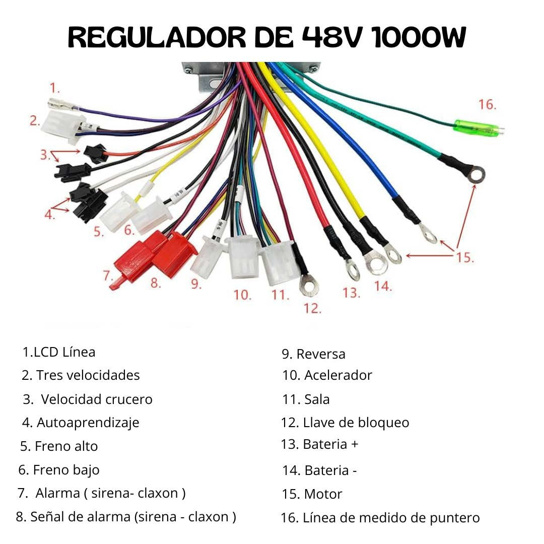 Controlador de Motor sin Escobillas para Bicicleta y Scooter Eléctrico, 48V 1000W