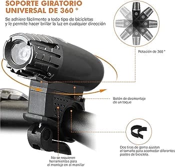 LUZ DELANTERA - 4 FUNCIONES - CARGA USB  -B1239