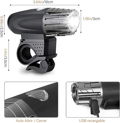 LUZ DELANTERA - 4 FUNCIONES - CARGA USB  -B1239