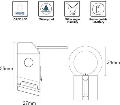 Luz trasera para bicicleta circulo, ultra brillante, 5 modos, 10 lúmenes, LED, recargable por USB, , impermeable,...