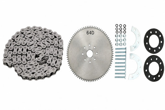 Kit Bicimoto: Cadena Paso 415 + Sprock 64 Dientes + Gomas Estrella Motor 80cc