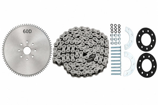 Kit Bicimoto: Sprock 60 Dientes + Cadena Paso 415 + Gomas Estrella Motor 80cc