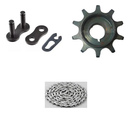 Kit Bicimoto: Cadena Paso 415 + Piñón De Motor + Seguro De Cadena